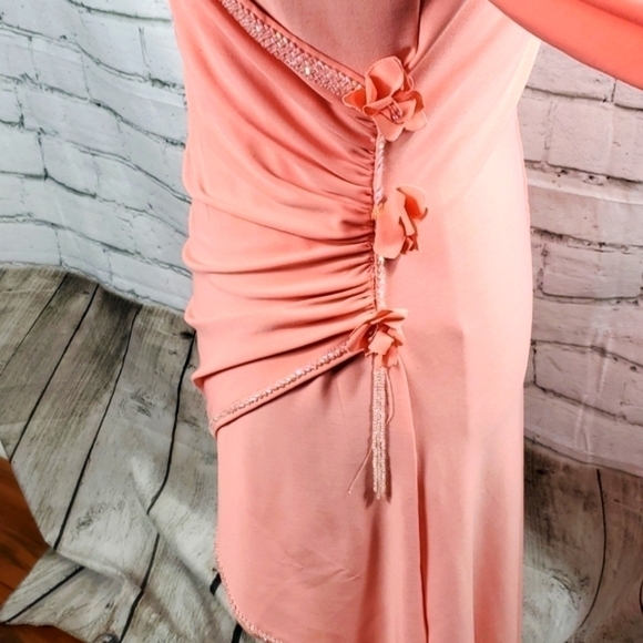 Peach color ruched tunic high low Size Small - Picture 2 of 14